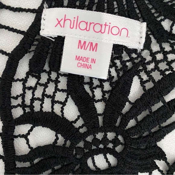 Xhilaration Black Drape Neck Criss Cross Front Crochet Open Back Dress, Size M - Picture 9 of 9